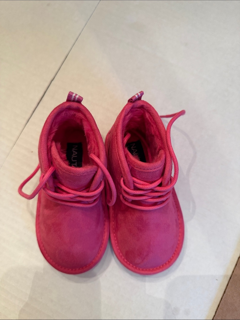 Nautica Kids Hot Pink Lace-Up Suede Boots size 7 EUC